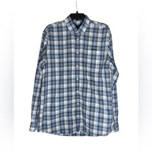 Johnnie Blue Plaid Button Up Long Sleeve Shirt Mens Size Large casual